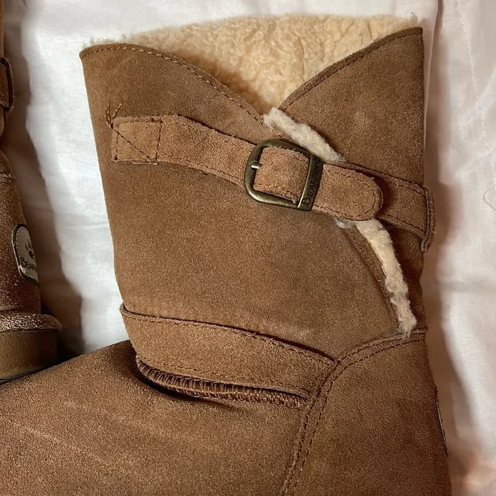 Bearpaw Tan Suede Wool Lining Winter Boots. Size 8.